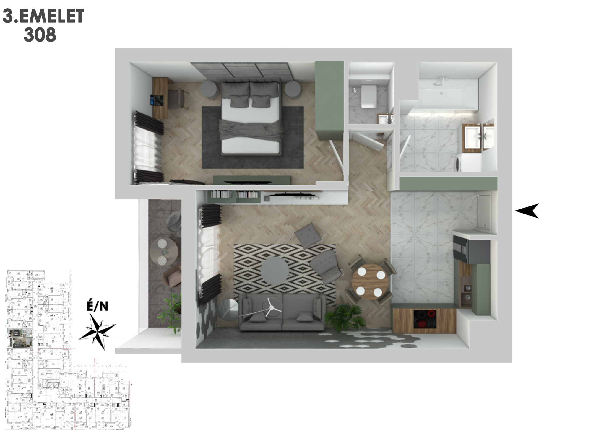 Kétszobás lakás - 308