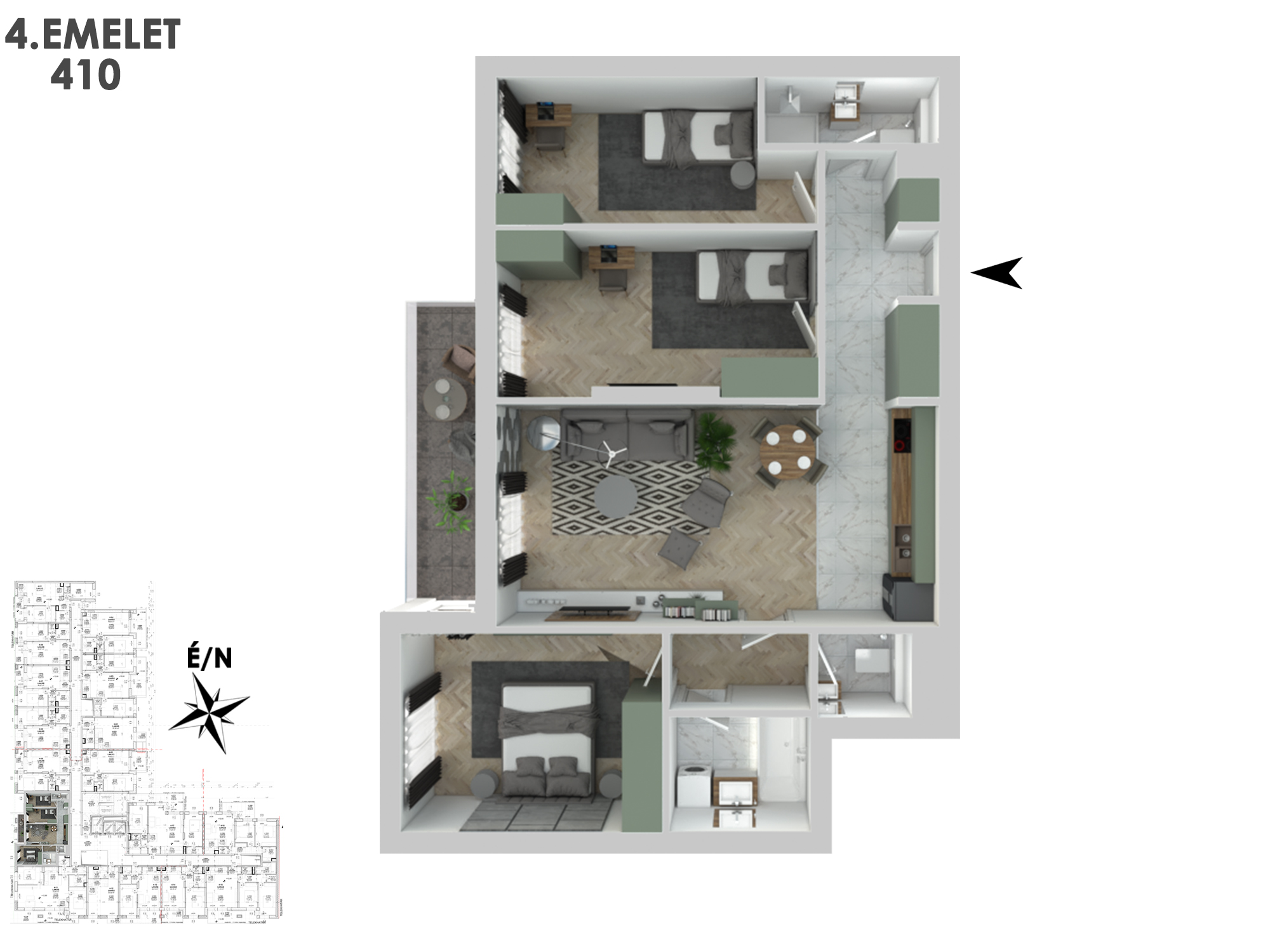 Négyszobás lakás - 410